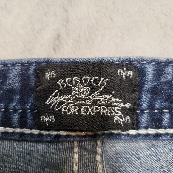 ReRock for Express Jeans Womens 6R Bootcut Stretch Distressed Embroidered Denim - Picture 3 of 11